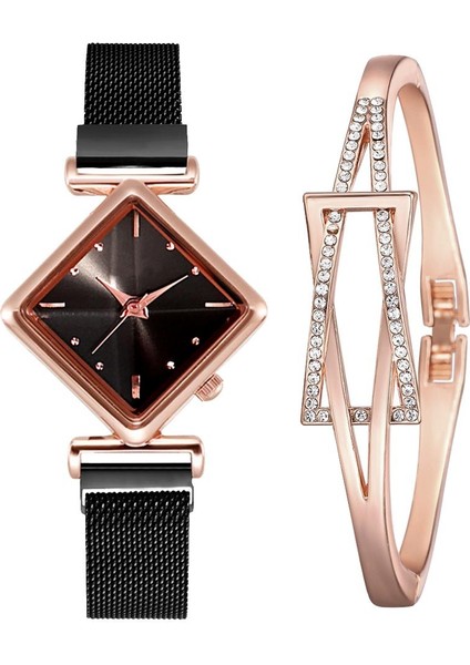 Mavi Set Kadın Manyetik Bilezik Saatler Set Kadın Lüks Kare Bilezik Kuvars Saatı Bayanlar Elbise Saat Relogio Feminino (Yurt Dışından) fırsatları