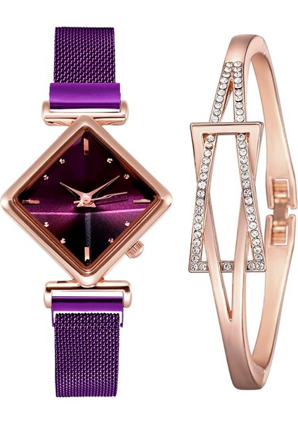 Mavi Set Kadın Manyetik Bilezik Saatler Set Kadın Lüks Kare Bilezik Kuvars Saatı Bayanlar Elbise Saat Relogio Feminino (Yurt Dışından) indirimleri