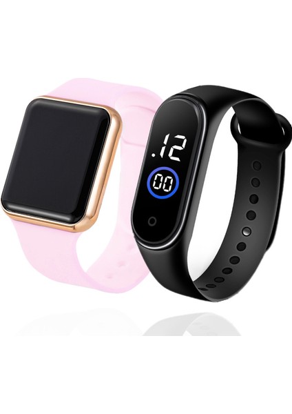 Siyah Siyah Gümüş 2 Adet Erkek Spor LED Dijital Saat Erkek Kadın Su Geçirmez Rahat Elektronik Saatler Unisex Silikon Kol Saati Relojes Hombre (Yurt Dışından) fırsatları