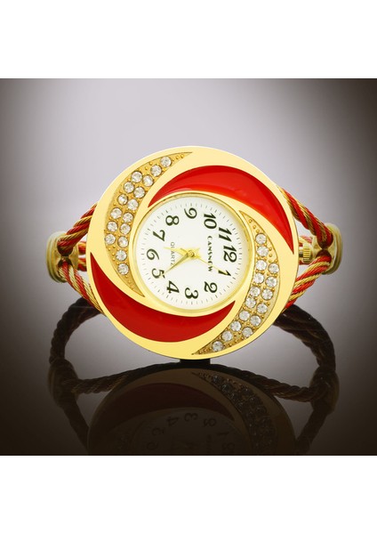 Kırmızı 2020 Yeni Moda Altın Kadran Kadın Bilezik Izle Yaratıcı Saat Bayanlar Taklidi Lüks Saat Rebayan Kol Saati Reloj Mujer (Yurt Dışından)