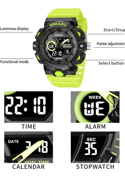 Siyah Smael Moda Spor Bilek Saatler Erkekler Için Askeri Ordu Çift Ekran Kuvars Saatı LED Elektronik Saat Erkek Kronometre (Yurt Dışından) indirimleri
