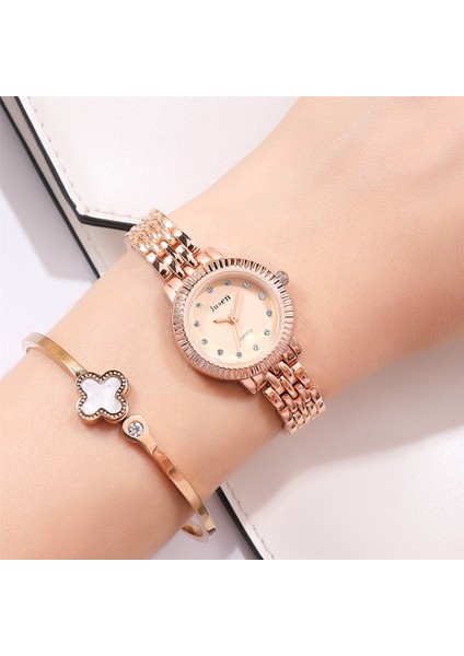 Stil 3 Kadın Lüks Gül Altın Bilezik Izle Bayanlar Moda Rahat Kuvars Kol Saati Kadın Saat Reloj Mujer Relogio Feminino Montre (Yurt Dışından) fırsatları