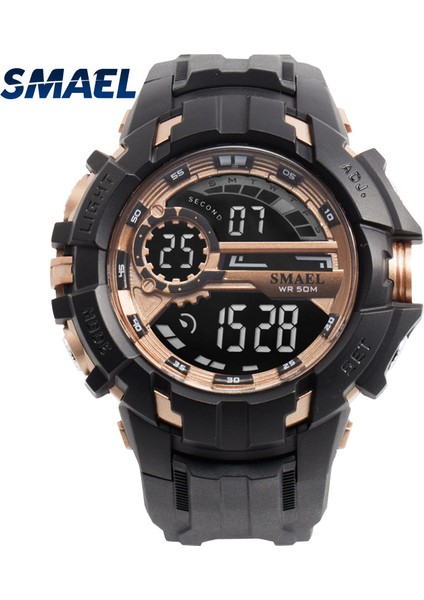 Siyah Dijital Saat Erkekler Spor Saatler Su Geçirmez Smael Relogio Montre Şok Siyah Altın Büyük Saat Erkekler Otomatik 1610 Erkekler Izle Askeri (Yurt Dışından) fiyatları
