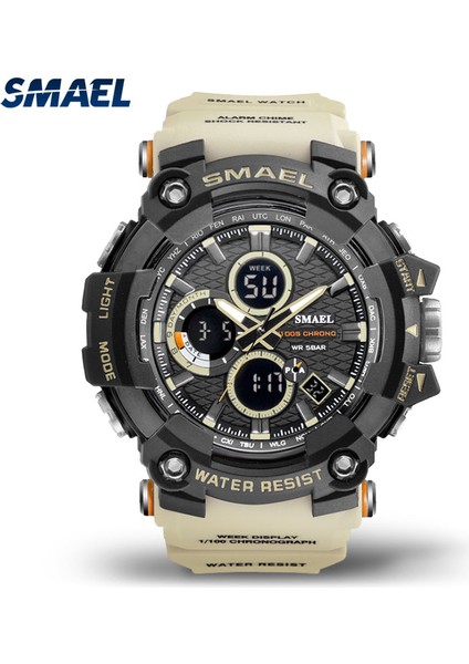 Siyah Gümüş Smael Ikili Zaman Kuvars Dijital Saatler Erkekler Askeri Spor Su Geçirmez Aydınlık Kol Saati Izle Relogio Masculino Часы 1802S (Yurt Dışından) fiyatları