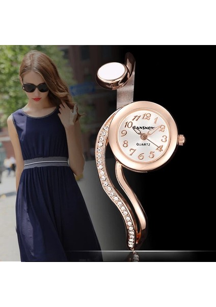 Yuvarlak Altın Relogio Feminino Moda Gül Altın Kadın Bileklik Bileklik Saatler Lüks Paslanmaz Çelik Taklidi Bayanlar Takı Izle Saat (Yurt Dışından)