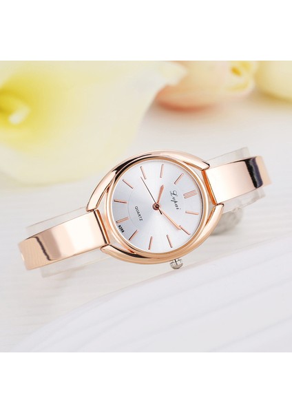 Gül Altın Beyaz Yeni Lüks Elbise Izle Kadınlar Için Altın Paslanmaz Çelik Bayan Bilezik Saatler Moda Sadelik Kuvars Kol Saati Kadın Saat (Yurt Dışından)