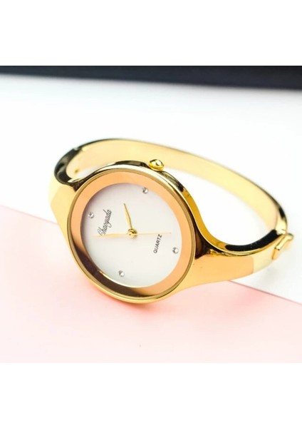 Altın Beyaz Reloj Mujer Moda Kadın Saatler Marka Saat Kadın Bilezik Izle Bayan Kuvars Kol Saati Kadın Relogio Feminino Montre Femme (Yurt Dışından)