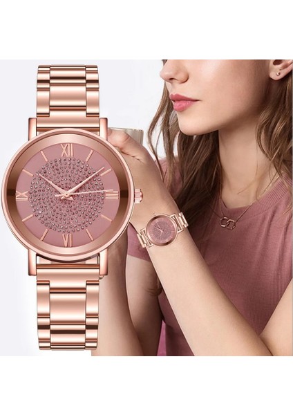 Pembe 2020 Lüks Rhinestones Kadın Saatler Gül Altın Bayanlar Bilek Saatleri Kadın Bilezik Izle Kadın Saat Relogio Feminino (Yurt Dışından) fiyatları