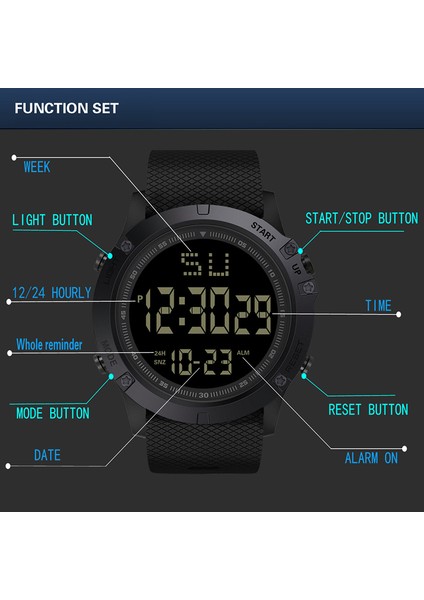 Red-B Erkekler Spor Izle Çok Fonksiyonlu Askeri Spor Saat Su Geçirmez Aydınlık LED Dijital Çocuk Izle Büyük Kadran Öğrenci Elektronik Saat (Yurt Dışından)