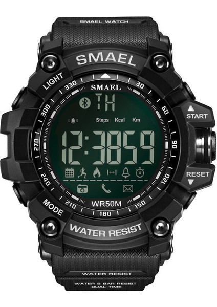 Siyah Smael Erkek Chronograph Saatler Spor Erkek Saat Durdurma Ordu Askeri Izle Erkekler Çok Fonksiyonlu Su Geçirmez LED Dijital Saat Adam Için (Yurt Dışından)