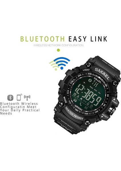 Siyah Smael Erkek Chronograph Saatler Spor Erkek Saat Durdurma Ordu Askeri Izle Erkekler Çok Fonksiyonlu Su Geçirmez LED Dijital Saat Adam Için (Yurt Dışından)