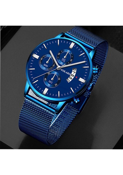 Siyah Gül Beyaz Moda Erkek Saatler Klasik Mavi Paslanmaz Çelik Hasır Kemer Kuvars Kol Saati Lüks Erkekler Iş Analog Saat Relogio Masculino (Yurt Dışından) fırsatları