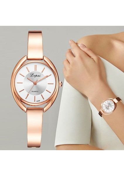 Gül Altın Beyaz Yeni Lüks Elbise Izle Kadınlar Için Altın Paslanmaz Çelik Bayan Bilezik Saatler Moda Sadelik Kuvars Kol Saati Kadın Saat (Yurt Dışından) fiyatları