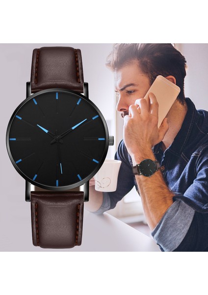 J Erkekler Lüks Saatler Kuvars Paslanmaz Çelik Kadran Rahat Bracele Izle Yuvarlak Sadelik Deri Kayış Kol Saatleri Saat Montre (Yurt Dışından)