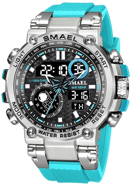 Açık Mavi Smael Spor Saat Erkekler Askeri Saat Dijital Kuvars 1803B Erkekler Izle Su Geçirmez 50 M Yüzme Alock Saat Ordu Erkekler Kol Saatleri (Yurt Dışından)