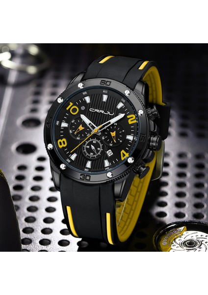 Bkby-Box Crrju Chronograph Erkek Saatler Marka Lüks Rahat Spor Tarih Kuvars Silikon Kol Saatleri Su Geçirmez Erkek Kol Saati Adam (Yurt Dışından) indirimleri