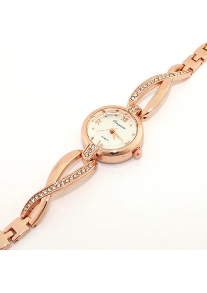 Gül Altın Beyaz Yeni Moda Üst Marka Lüks Kuvars Bilezik Saatler Kadınlar Bayanlar Kadın Saat Montre Femme Relogios Feminino Kol Saati (Yurt Dışından)