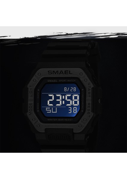 8059KIRMIZI-SİYAH Spor Saatler Dijital Smael Marka LED Saat Su Geçirmez Otomatik Tarih Askeri Ordu Yeşil Kare Kol Saatleri 8059 Erkekler Izle Dijital (Yurt Dışından) fiyatları