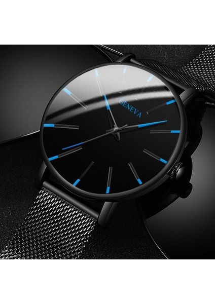 Örgü Siyah Mavi Erkek Moda Minimalist Ultra Ince Erkekler Için Saatler Basit Iş Paslanmaz Çelik Hasır Kemer Kuvars Izle Relogio Masculino (Yurt Dışından) fırsatları