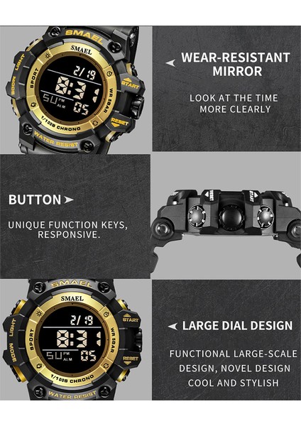 Mavi-Kırmızı Dijital Saatler Spor 50 M Su Geçirmez Izle Smael Askeri Saat Alarmı Aydınlık LED Büyük Kadran Erkek Saatler 8046 Erkekler Kol Saati (Yurt Dışından) indirimleri