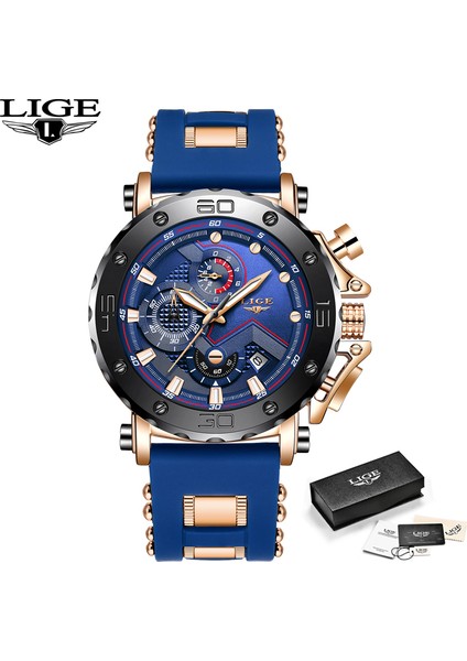 Gül Altın Siyah Lıge Erkekler Saatler Marka Lüks Moda Silikon Kuvars Izle Erkekler Için Aydınlık Kronograf Su Geçirmez Rahat Spor Adam Kol Saati (Yurt Dışından)