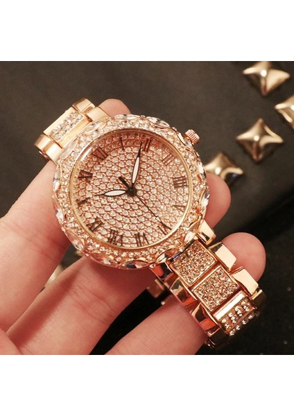 Gül Altın Lüks Kadın Saatler Bayanlar Elmas Bilezik Saatler Kadınlar Için Taklidi Saat Kadın Montre Femme Bayan Kol Saati Saat (Yurt Dışından) fırsatları
