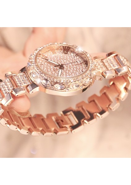 Gül Altın Lüks Kadın Saatler Bayanlar Elmas Bilezik Saatler Kadınlar Için Taklidi Saat Kadın Montre Femme Bayan Kol Saati Saat (Yurt Dışından) indirimleri
