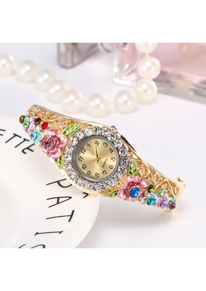 Renkli Yeni Moda Çin Rüya Elmas Çiçek Bilezik Izle Kadın Elmas Zanaat Basit Alaşım Kuvars Saatler Kadınlar Için Reloj Mujer (Yurt Dışından) fiyatları