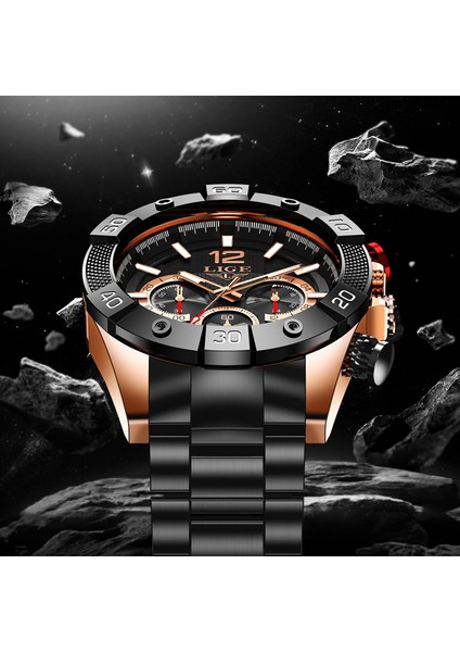 Silikon Gül Siyah Erkekler Için Lıge Izle Lüks Izle Erkekler Spor Kuvars Kol Saati Chronograph Askeri Erkek Saatler Aydınlık Moda Tarih Saat + Kutu (Yurt Dışından) modelleri