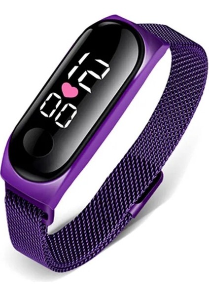 PURPLE198 2022 Altın Kadın Saatleri Spor Dokunmatik LED Dijital Elektronik Bilek Izle Erkekler Öğrenci Kız El Yüzük Manyetik Bilezik Izle (Yurt Dışından)