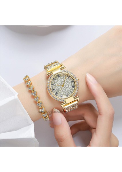 Gümüş Bayan Moda Taklidi Kuvars Izle Lüks Elmaslı Tam Yıldız Kadın Paslanmaz Çelik Bilezik Saat Hediye Saatleri Seti (Yurt Dışından) indirimleri