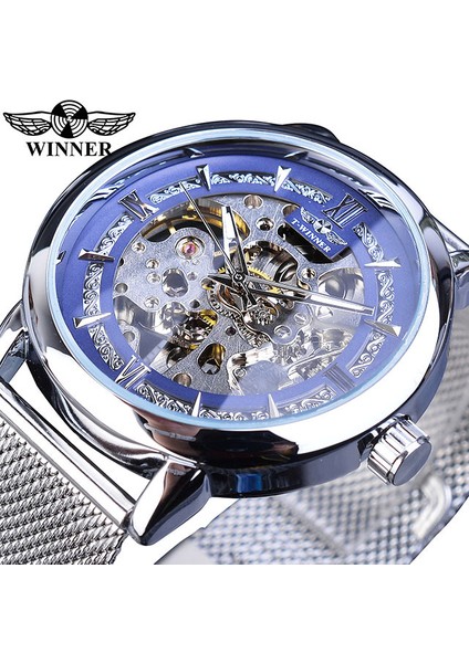 GMT1130-7 Kazanan Klasik Erkekler Mekanik Izle Siyah Altın Ince Analog Örgü Çelik Bant Erkek Gündelik Elbise Kol Saati Saat Adam Için (Yurt Dışından)
