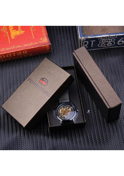 GMT1130-7 Kazanan Klasik Erkekler Mekanik Izle Siyah Altın Ince Analog Örgü Çelik Bant Erkek Gündelik Elbise Kol Saati Saat Adam Için (Yurt Dışından)