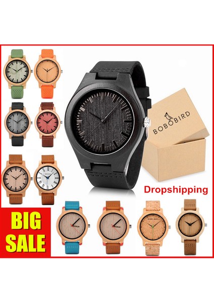 A16 43MM Bobo Kuş Moda Ahşap Izle Erkekler Kadınlar Için Deri Kayış Rahat Kuvars Saatler Hediye Kutusu Ambalaj Surport Dropshipping (Yurt Dışından) fiyatları