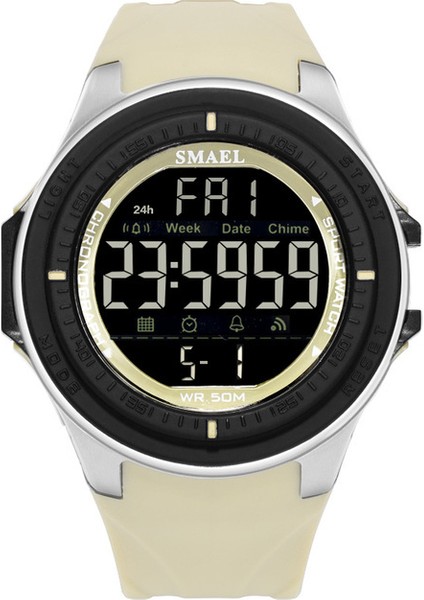 1380 Haki LED Dijital Kol Saatleri Lüks Marka Smael Erkekler Saat Otomatik Spor Saatler Alarm Reloje Hombre 1380 Ordu Izle Su Geçirmez Erkekler (Yurt Dışından)