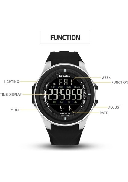 1380 Haki LED Dijital Kol Saatleri Lüks Marka Smael Erkekler Saat Otomatik Spor Saatler Alarm Reloje Hombre 1380 Ordu Izle Su Geçirmez Erkekler (Yurt Dışından) fırsatları