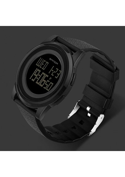 Siyah Siyah Sanda Marka 9mm Süper Ince Erkek Saati Lüks Elektronik LED Dijital Saatler Adam Saat Erkek Kol Saati Relogio Masculino 337 (Yurt Dışından)