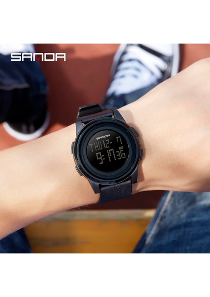 Siyah Siyah Sanda Marka 9mm Süper Ince Erkek Saati Lüks Elektronik LED Dijital Saatler Adam Saat Erkek Kol Saati Relogio Masculino 337 (Yurt Dışından) fırsatları
