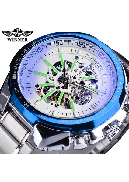 GMT1190-3 Kazanan Mavi Işık Cam Yeni Moda Erkek Saatler Siyah Altın Paslanmaz Çelik Su Geçirmez Spor Otomatik Izle Aydınlık Saat (Yurt Dışından)
