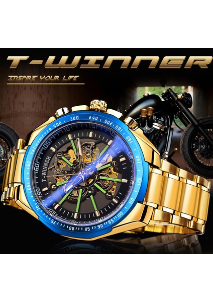 GMT1190-3 Kazanan Mavi Işık Cam Yeni Moda Erkek Saatler Siyah Altın Paslanmaz Çelik Su Geçirmez Spor Otomatik Izle Aydınlık Saat (Yurt Dışından) modelleri