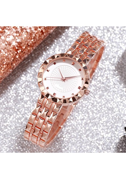 Gül Beyaz Saatler Kadın Moda Lüks Paslanmaz Çelik Bayanlar Bilezik Izle Kuvars Elbise Kol Saati Feminino Reloj Mujer Bilek Hediye Için (Yurt Dışından)