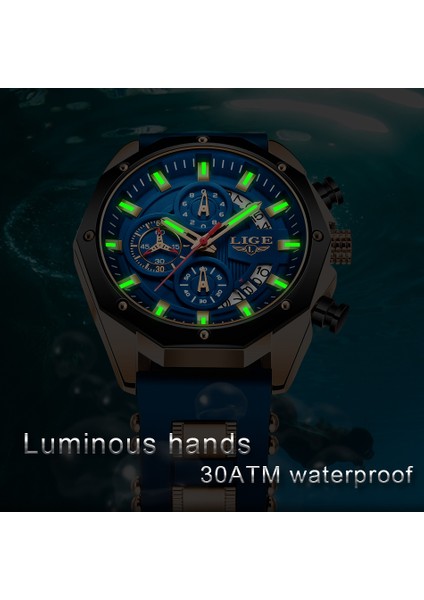 Gümüş Siyah 2022 Lıge Yeni Moda Erkek Saatler Top Marka Lüks Silikon Spor Izle Erkekler Kuvars Tarih Saat Su Geçirmez Kol Saati Chronograph (Yurt Dışından) fırsatları