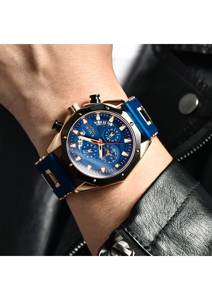 Gümüş Siyah 2022 Lıge Yeni Moda Erkek Saatler Top Marka Lüks Silikon Spor Izle Erkekler Kuvars Tarih Saat Su Geçirmez Kol Saati Chronograph (Yurt Dışından) indirimleri