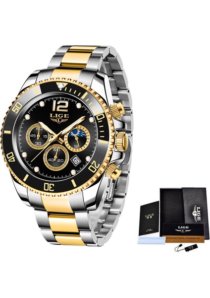 Gümüş Siyah Lıge Lüks Moda Erkek Izle 30 M Su Geçirmez Tarih Saatler Spor Saatler Erkek Kuvars Kol Saati Relogio Masculino + Kutu 2022 Yeni (Yurt Dışından) fiyatları