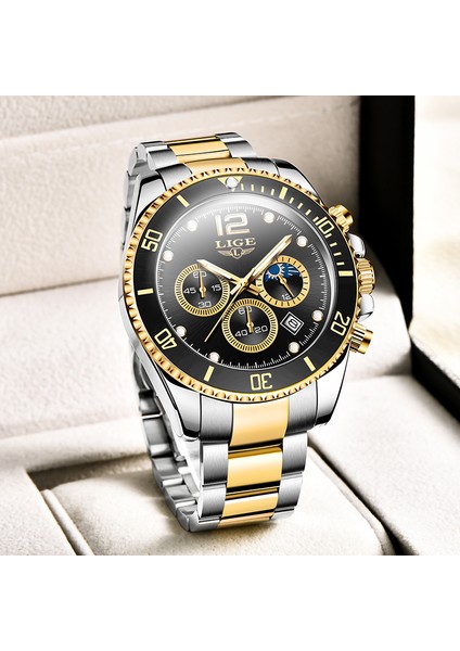 Gümüş Siyah Lıge Lüks Moda Erkek Izle 30 M Su Geçirmez Tarih Saatler Spor Saatler Erkek Kuvars Kol Saati Relogio Masculino + Kutu 2022 Yeni (Yurt Dışından) modelleri