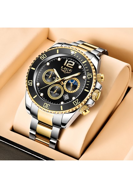 Gümüş Siyah Lıge Lüks Moda Erkek Izle 30 M Su Geçirmez Tarih Saatler Spor Saatler Erkek Kuvars Kol Saati Relogio Masculino + Kutu 2022 Yeni (Yurt Dışından) fırsatları