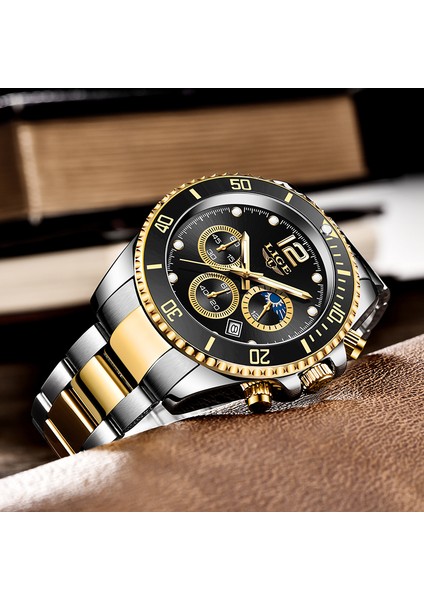 Gümüş Siyah Lıge Lüks Moda Erkek Izle 30 M Su Geçirmez Tarih Saatler Spor Saatler Erkek Kuvars Kol Saati Relogio Masculino + Kutu 2022 Yeni (Yurt Dışından) indirimleri