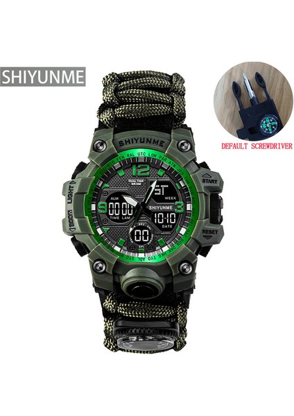 Yeşil Açık Survival Askeri Saat Su Geçirmez Çok Fonksiyonlu Hayatta Kalma Kiti Askeri Taktik Paracord Izle Pusula Spor Izle (Yurt Dışından)