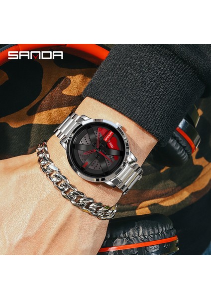 Mavi Yeşil Erkek Saati Moda Yüksek Kalite 3D Model 360 Dönen Araba Tekerlek Göbeği Özel Tasarım Spor Saat Su Geçirmez Kuvars Kol Saati (Yurt Dışından) indirimleri