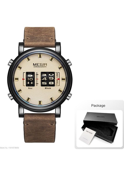 Kahverengi Kara Kutu Megır 2020 Yeni Lüks Saatler Erkekler Askeri Spor Makaralı Işaretçi Quartz Saat Erkek Moda Paslanmaz Çelik Tel Örgü Kayış Kol Saati (Yurt Dışından)
